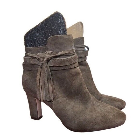 Lauren Ralph Lauren Belcia Fringe Suede Leather Ankle Boot Retro Boho size 8.5B - Picture 1 of 9